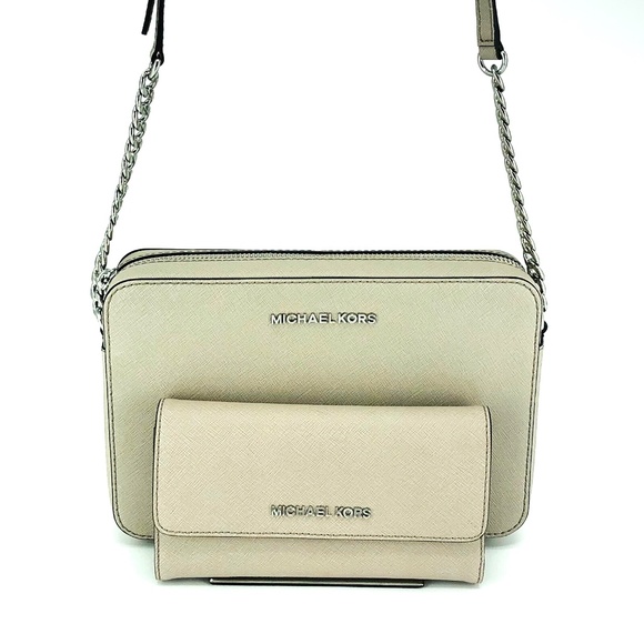 2PCS Michael Kors Jet Set Crossbody Bag Wallet Set - Picture 1 of 8